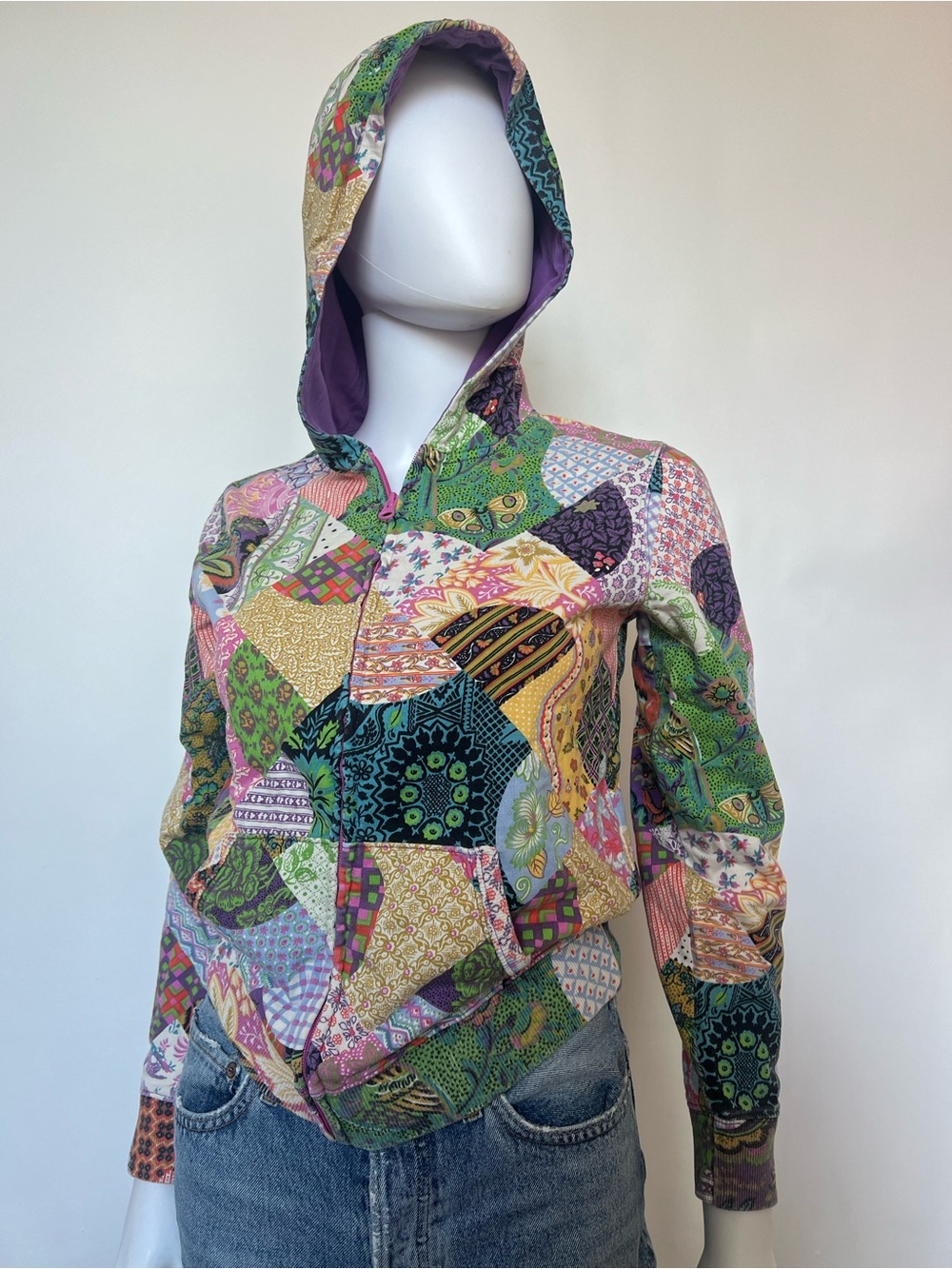 Vintage Y2K Lucky Brand Suitable For Framing Patchwork Zip Youth L Fits XS/S